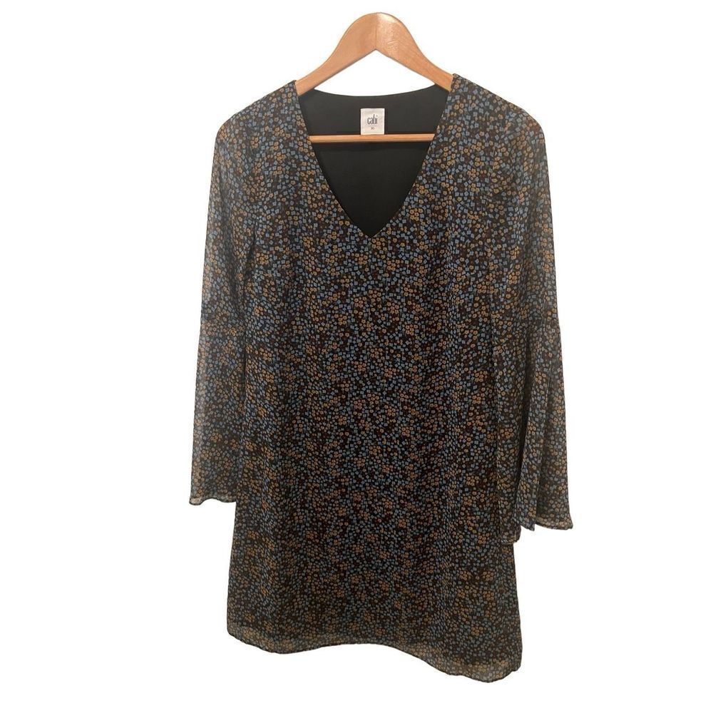 Cabi Poise Long‎ Bell Sleeve Lined Floral Shift Dress Style 3648